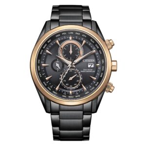 citizen radio controlled world time chronograph black dial men's watch at8268 83e