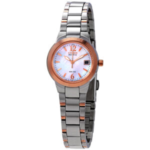 citizen silhouette eco drive mother of pearl dial two tone stainless steel ladies watch ew1676 52d