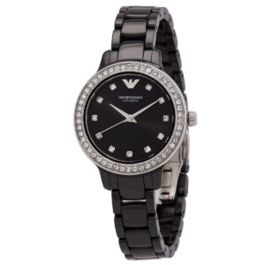emporio armani cleo quartz crystal black dial ladies watch ar70008