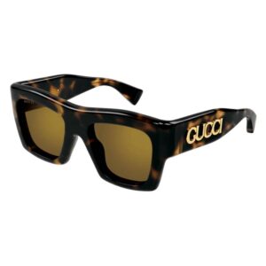 gucci brown with light gold mirror square ladies sunglasses gg1772s 007 52