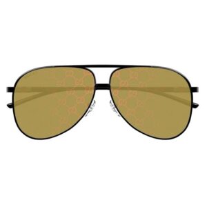 gucci yellow mirror logo pilot men's sunglasses gg1677s 005 62