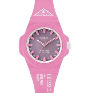 guess outspoken quartz pink dial ladies watch gw0587l3