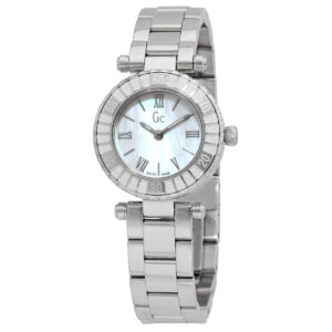 guess precious quartz white dial ladies watch gcx70018l1s