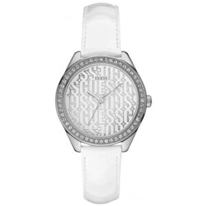 guess trance quartz silver dial ladies watch w0560l1