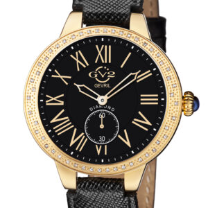 gv2 by gevril astor quartz diamond black dial ladies watch 9112