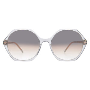 hugo boss grey brown hexagonal ladies sunglasses boss 1585/s 0kb7/pr 56