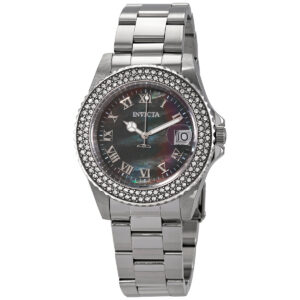 invicta angel black mother of pearl dial ladies watch 21711