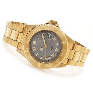 invicta angel charcoal grey dial yellow gold plated ladies watch 14366
