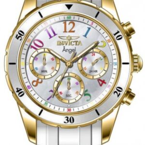 invicta angel chronograph gmt quartz white dial ladies watch 49801
