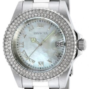 invicta angel mother of pearl dial stainless steel ladies watch 19873