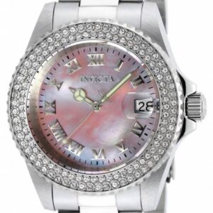 invicta angel pink mother of pearl dial stainless steel ladies watch 19874