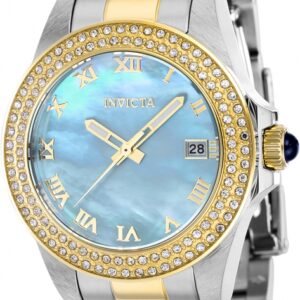 invicta angel quartz crystal light blue dial ladies watch 41552
