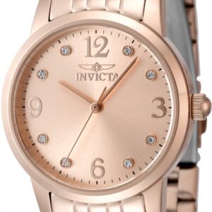 invicta angel quartz crystal rose gold dial ladies watch 48257
