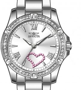 invicta angel quartz crystal silver dial ladies watch 49842