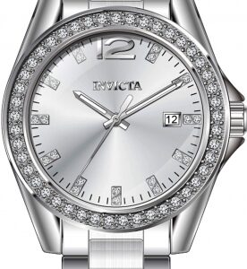 invicta angel quartz crystal silver dial ladies watch 49846