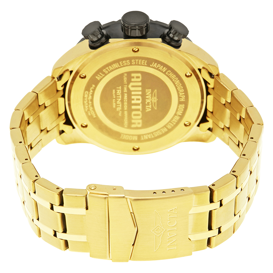 invicta aviator chronograph black dial gold plated men's watch 17206 invicta aviator chronograph black dial gold plated men's watch 17206