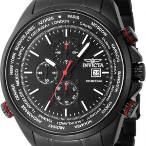 invicta aviator chronograph quartz black dial men's watch 47820
