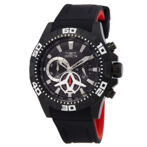invicta aviator multi function black carbon fiber dial black polyurethane men's watch 21741