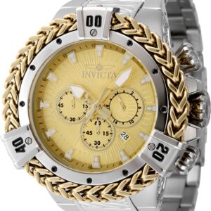 invicta bolt chronograph gmt quartz gold dial men's watch 48157