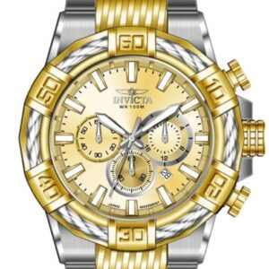 invicta bolt chronograph gmt quartz gold dial men's watch 49902