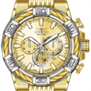 invicta bolt chronograph gmt quartz gold dial men's watch 49906