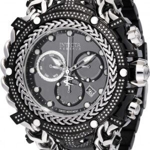 invicta gladiator chronograph quartz diamond black dial men's watch 48419