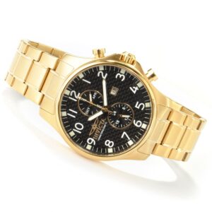 invicta ii collection black dial 18kt gold plated men's watch 0382