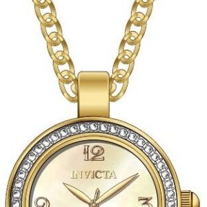invicta mini angel quartz crystal gold dial ladies watch 49932