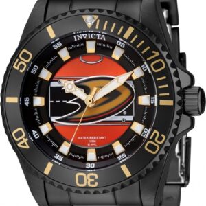 invicta nhl anaheim ducks quartz orange dial ladies watch 42225