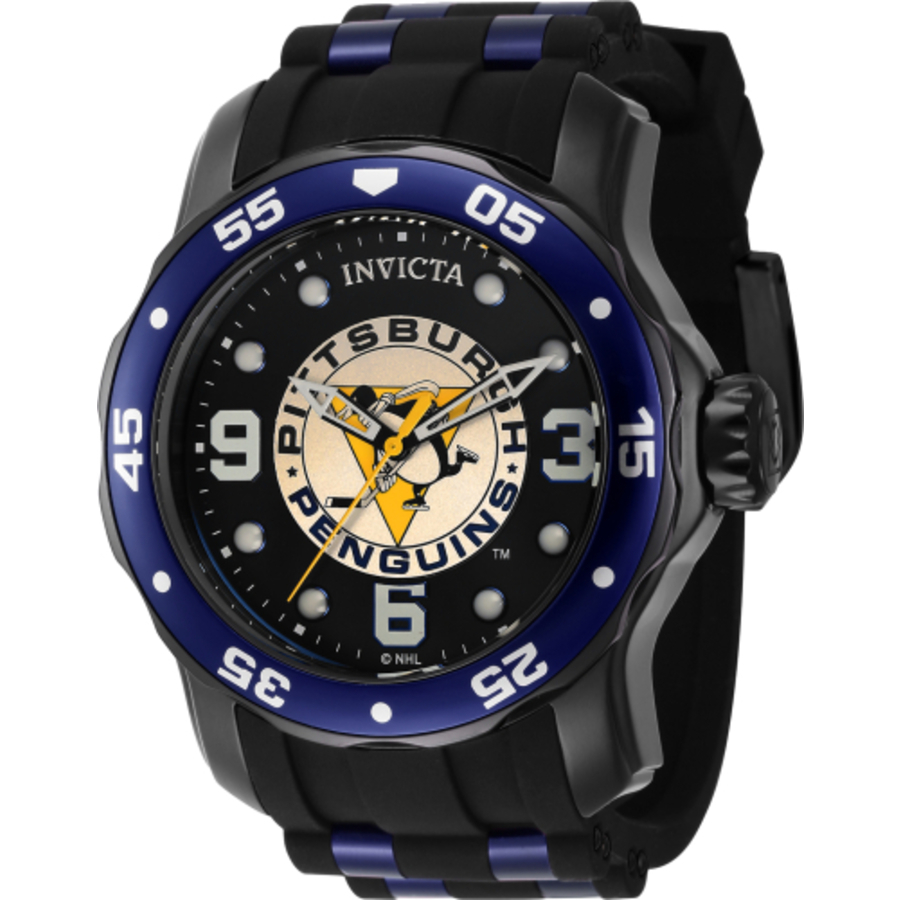 invicta nhl pittsburgh penguins quartz black dial men's watch 42646 invicta nhl pittsburgh penguins quartz black dial men's watch 42646