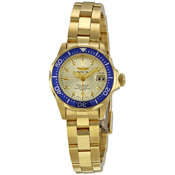 invicta pro diver champagne dial 18kt gold plated ladies watch 4610 invicta pro diver champagne dial 18kt gold plated ladies watch 4610
