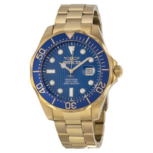 invicta pro diver blue cabon dial gold ion plated men's watch 14357