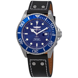 invicta pro diver blue dial blue bezel black leather men's watch 22068