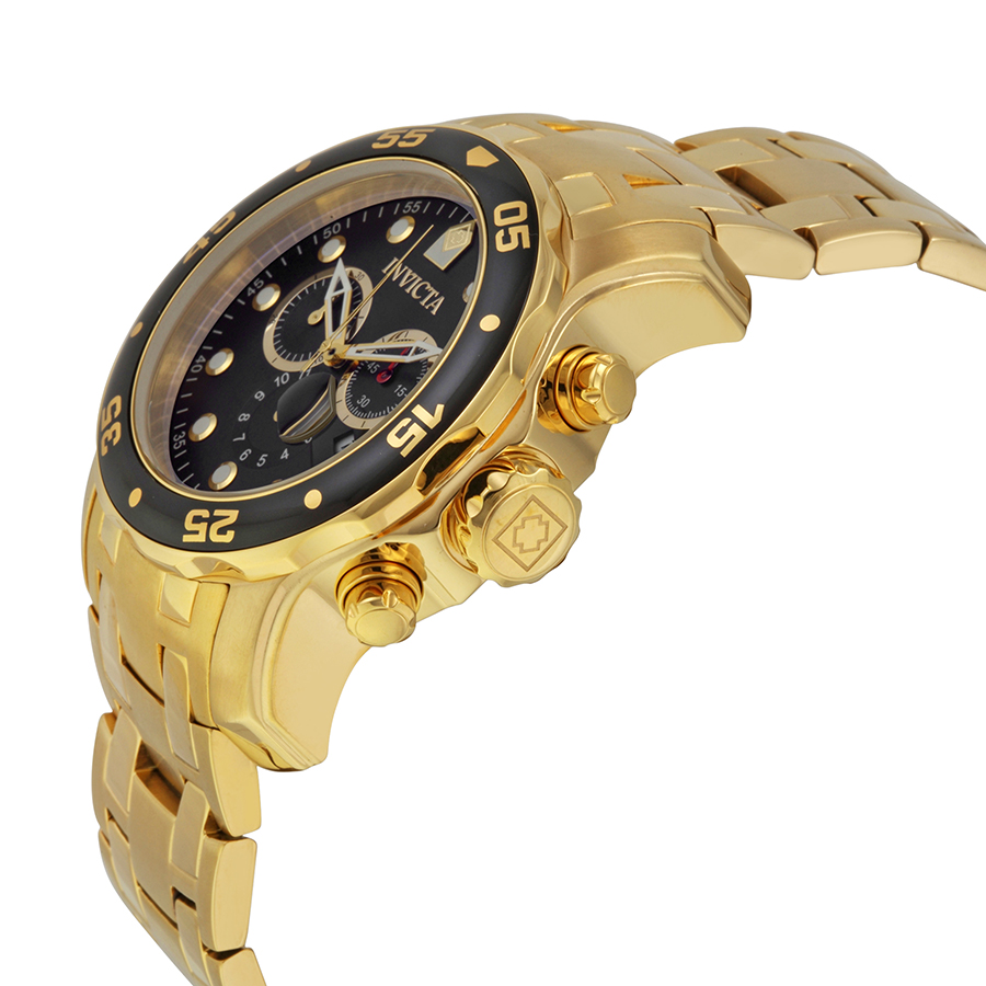 invicta pro diver chronograph black dial gold tone men's watch 0072 invicta pro diver chronograph black dial gold tone men's watch 0072