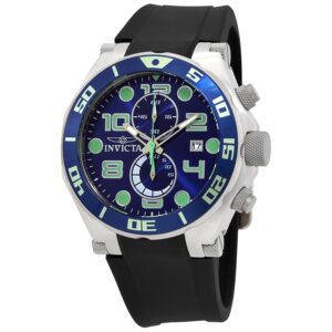 invicta pro diver chronograph blue dial black polyurethane men's watch 17813