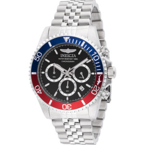 invicta pro diver chronograph quartz black dial pepsi bezel men's watch 48117