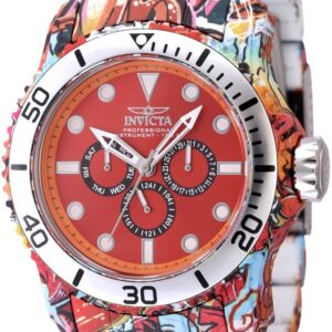 invicta pro diver date day quartz red dial men's watch 47853