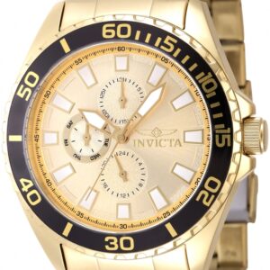 invicta pro diver gmt date quartz gold dial men's watch 47577