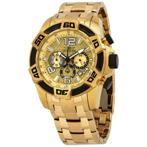 invicta pro diver gold dial chronograph men's watch 25854