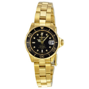 invicta pro diver gold plated black dial ladies watch 8943