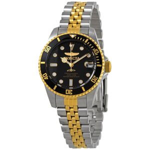 invicta pro diver quartz black dial two tone ladies watch 29189