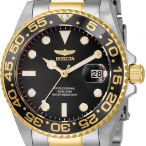 invicta pro diver quartz black dial two tone ladies watch 33261