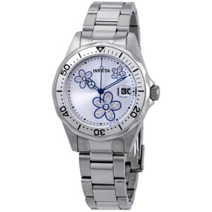 invicta pro diver silver crystal set dial stainless steel ladies watch 12834