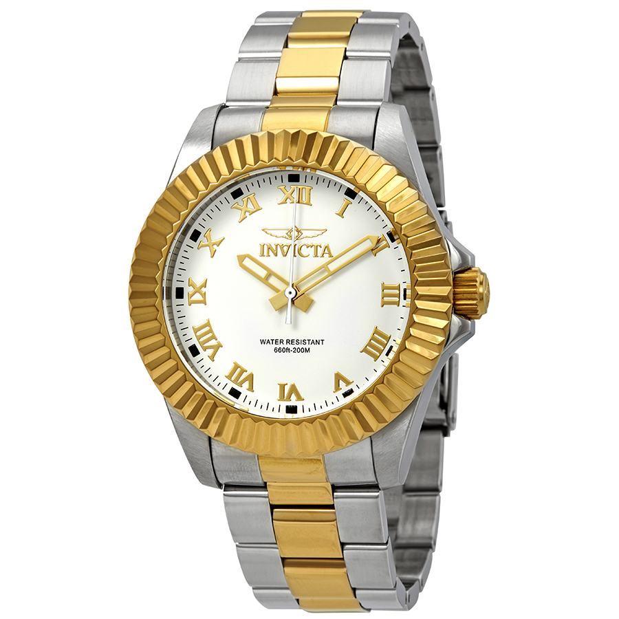 invicta pro diver white dial two tone men's watch 16740 invicta pro diver white dial two tone men's watch 16740