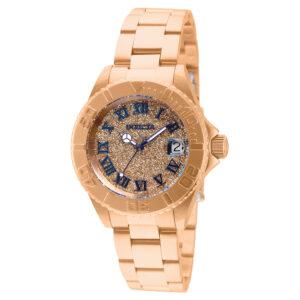 invicta angel date quartz rose gold dial ladies watch 33361