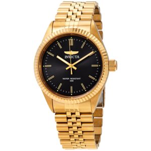 invicta specialty black dial yellow gold tone men's watch 29383