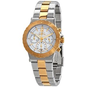 invicta specialty chronograph white dial two tone ladies watch 14855
