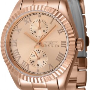 invicta specialty date gmt quartz rose gold dial ladies watch 47447
