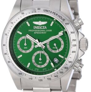 invicta speedway chronograph green dial stainless steel men's watch 14384
