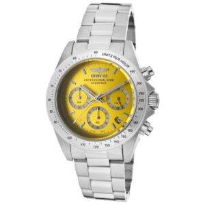invicta speedway chronograph yellow dial stainless steel men's watch 14383